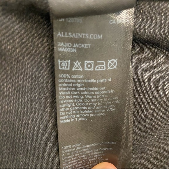 *** SALE! *** 🔥 AllSaints “Bajio” Black Denim Jacket - Size XL (Slim) - Picture 8 of 8